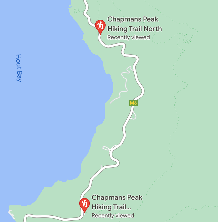Map of Chapmans Peak Starting Point