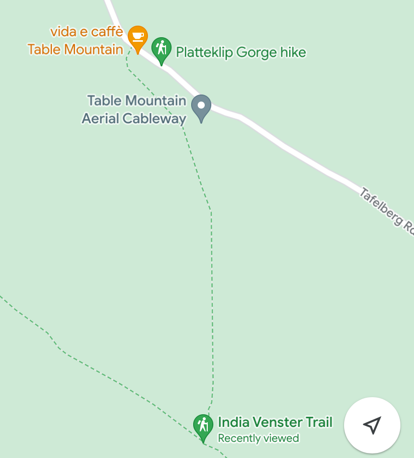 Map showing the India Venster Hike Starting Point