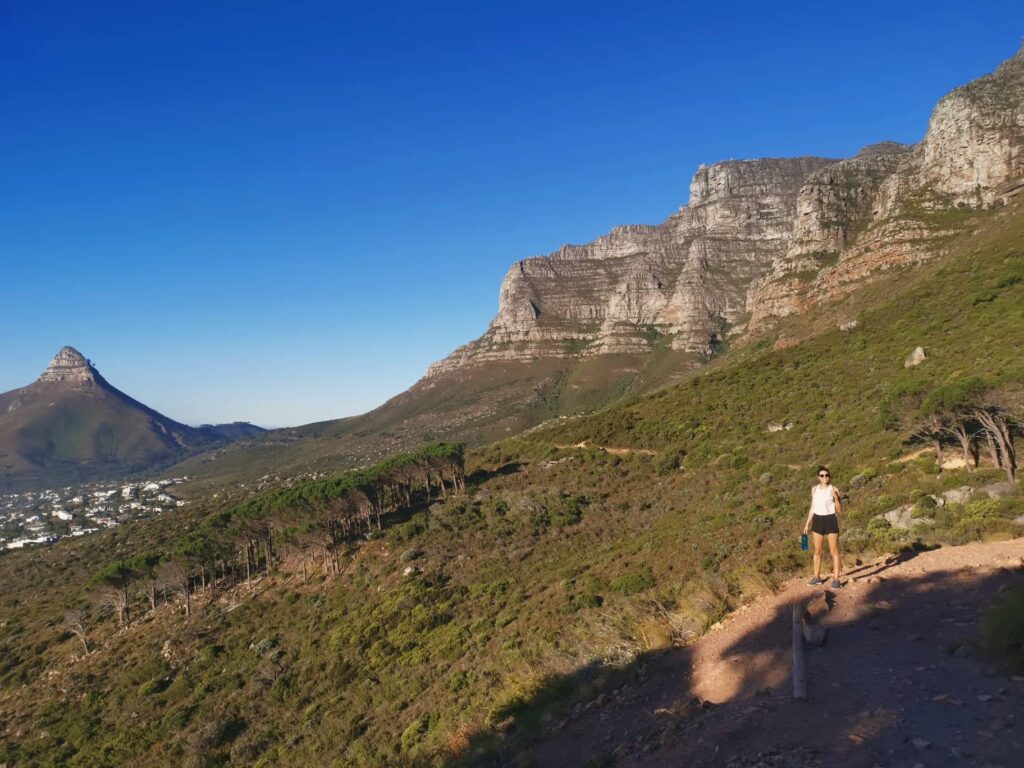 View of Lions Head from the Pipe Track one of the best hikes around Cape Town for beginners