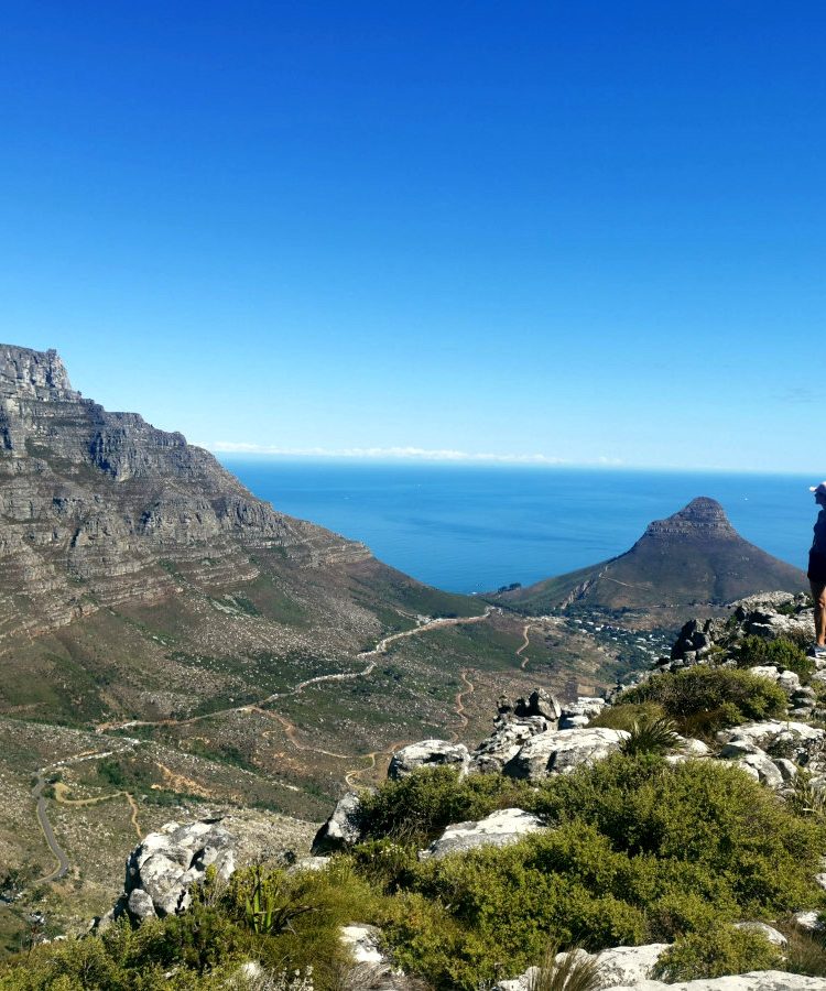 Katharina overlooking the valley on Devils Peak - one of the best hikes around Cape Town