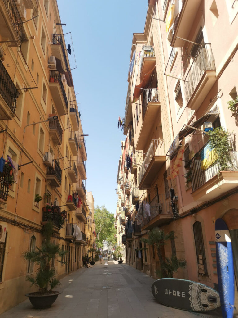 Narrow street in La Barceloneta