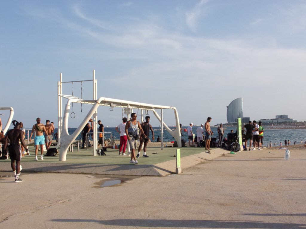 Calisthenics park for free at Barceloneta beach