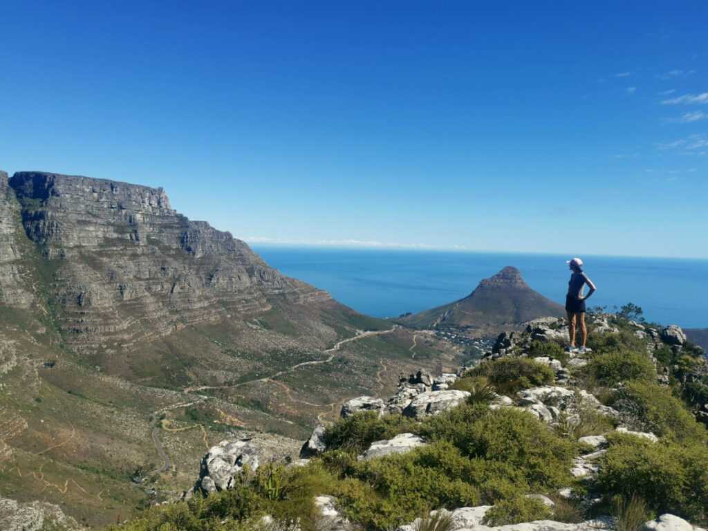 Katharina looking at the view from Devils Peak one of the best hikes around Cape Town