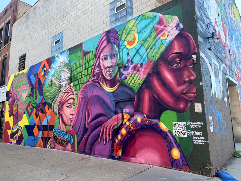 Colorful mural in Fulton Market. Location 1125 W Lake St