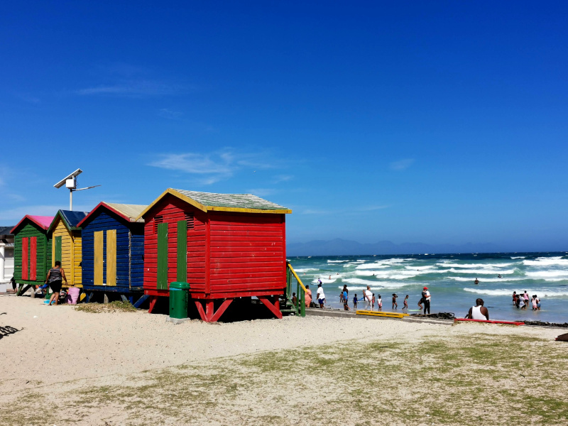 Colorful beach huts on Muizenberg beach