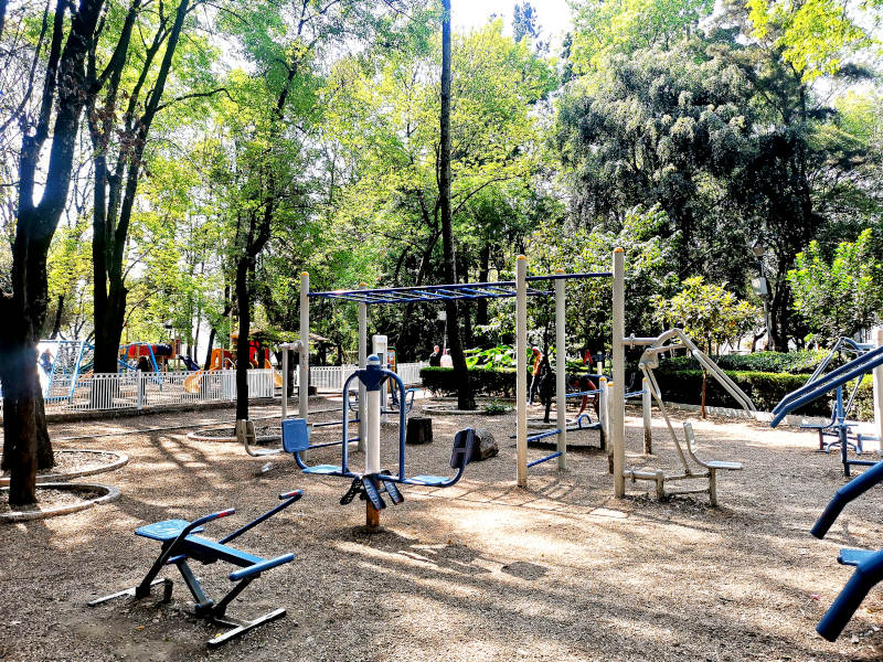 An outdoor workout park in Condesa Mexico City