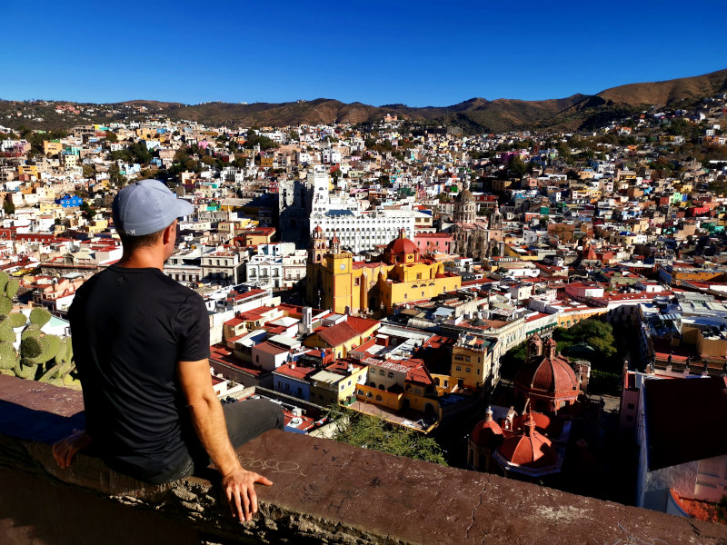 Allan looking out over the city of Guanajuato one of the best cities in Mexico for digital nomads