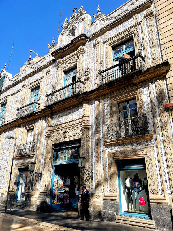 The exterior of Casa de los Azules a beautiful historic building in the Centro Historico of Mexico City