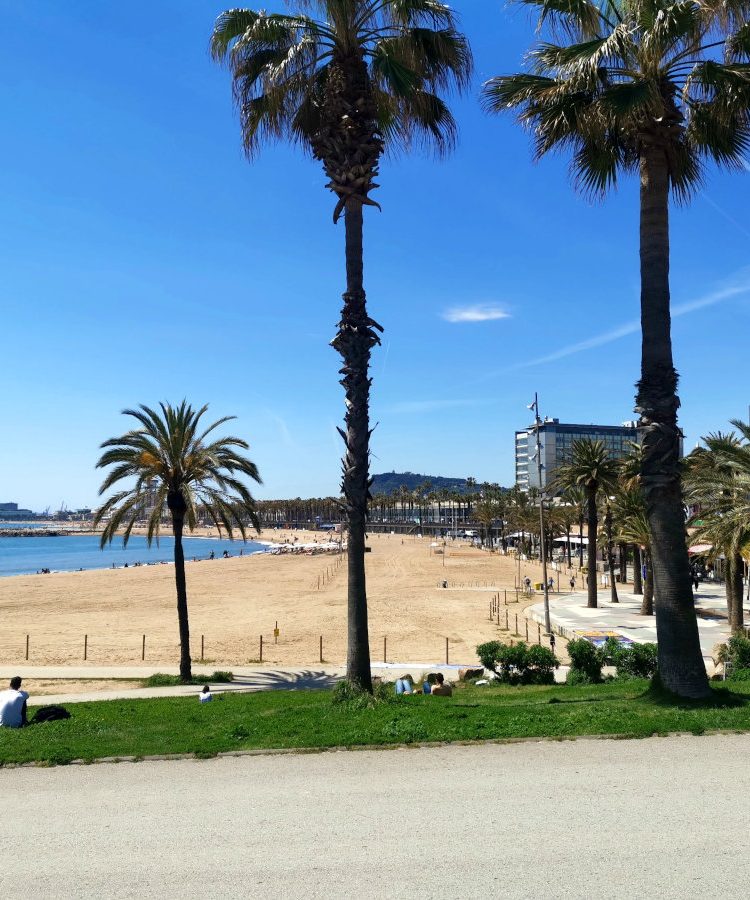 Overlooking Barceloneta Beach - one of the best free things to do in Barcelona