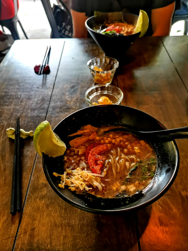A bowl of vegan ramen one of the best vegan food in mexico city