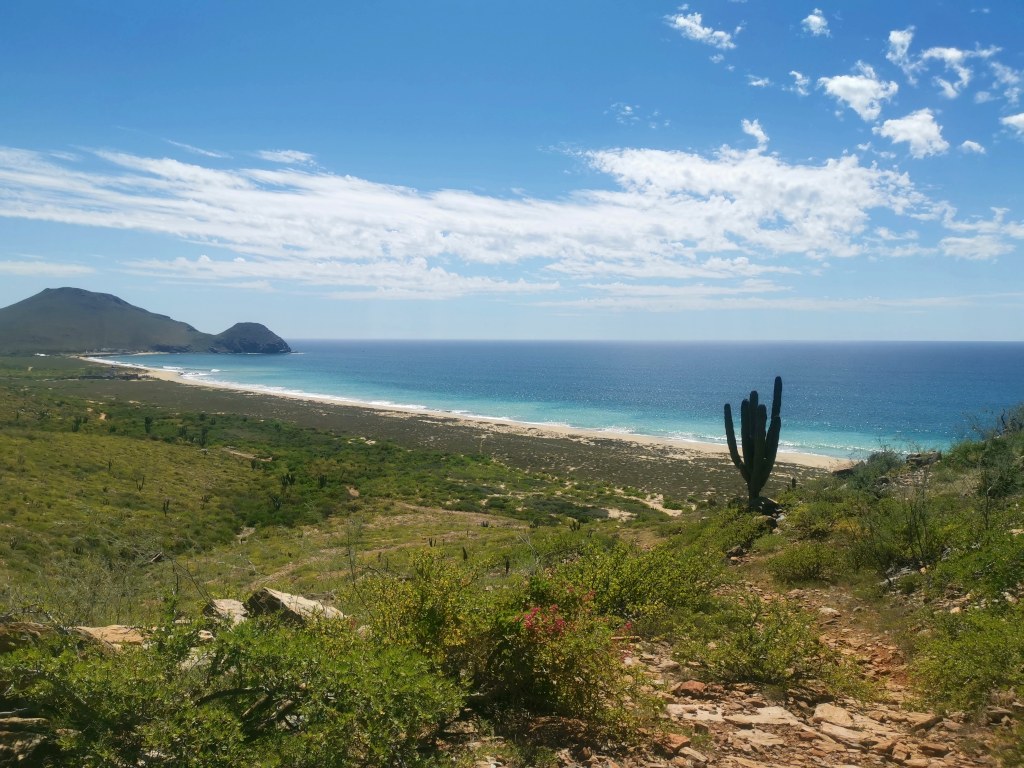 View over a beach on one of the best hikes in todos santos