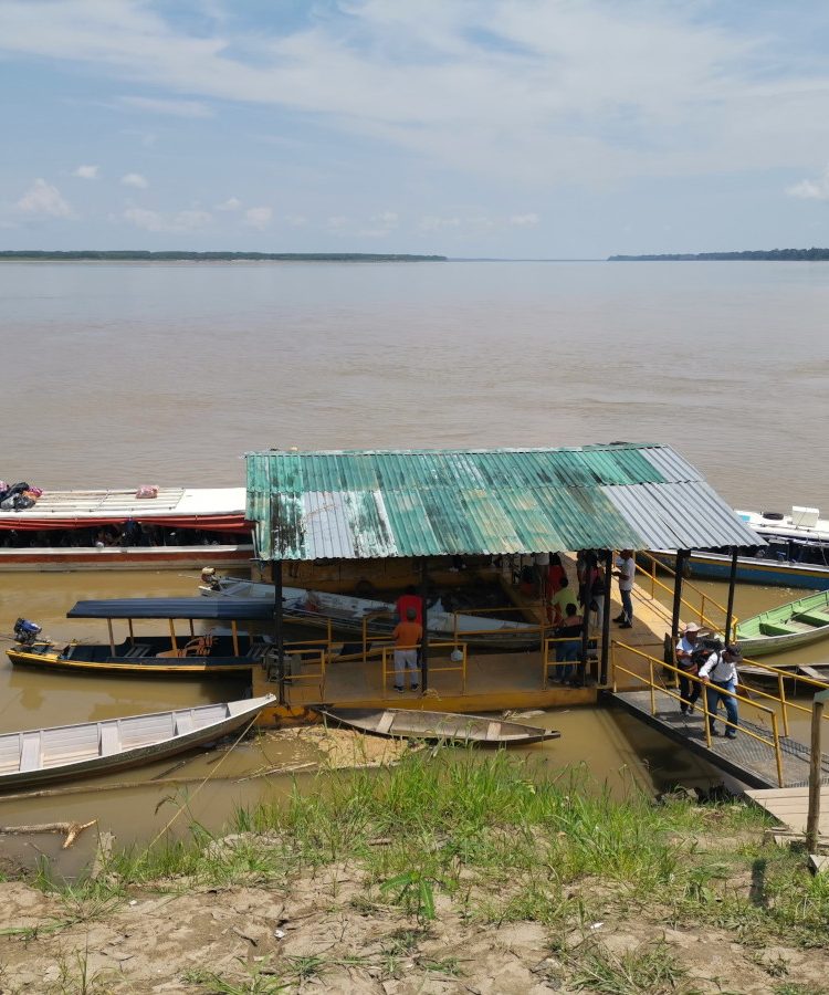 Port in Puerto Narino where the boats from Leticia arrive on the Amazon River, Colombia