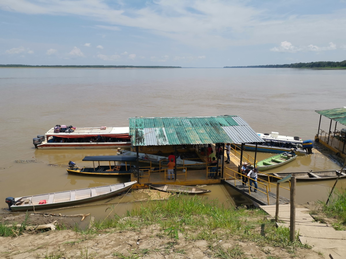Port in Puerto Narino where the boats from Leticia arrive on the Amazon River, Colombia