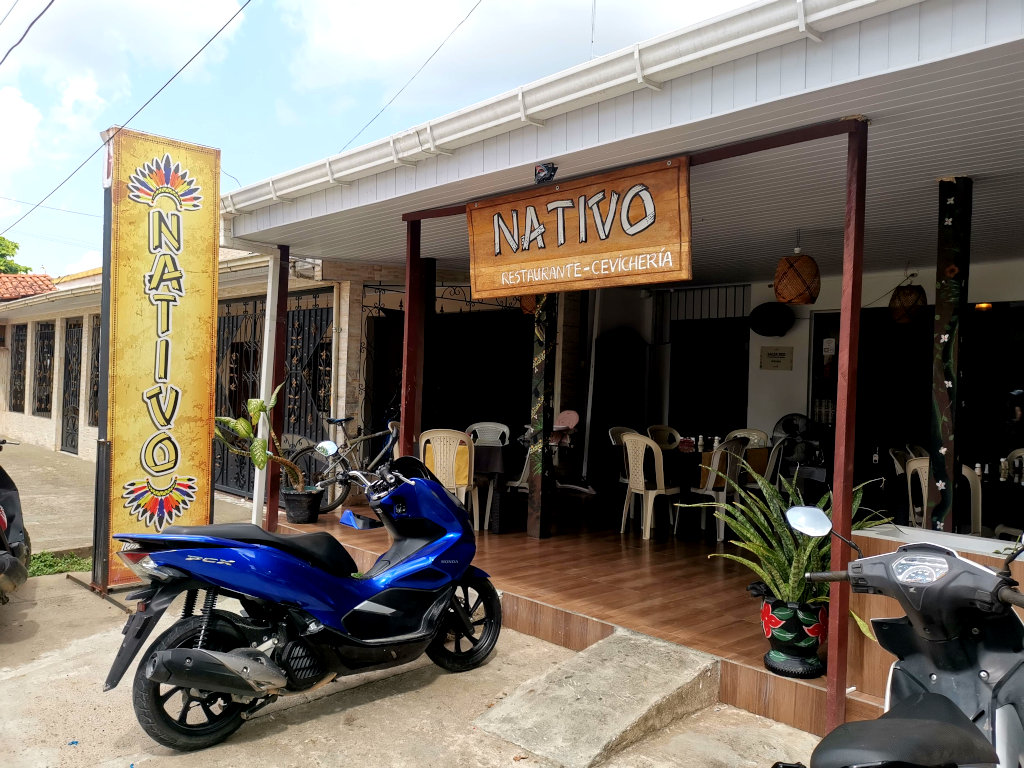 The entrance to nativo restaurant one of the best places to eat in leticia, colombia