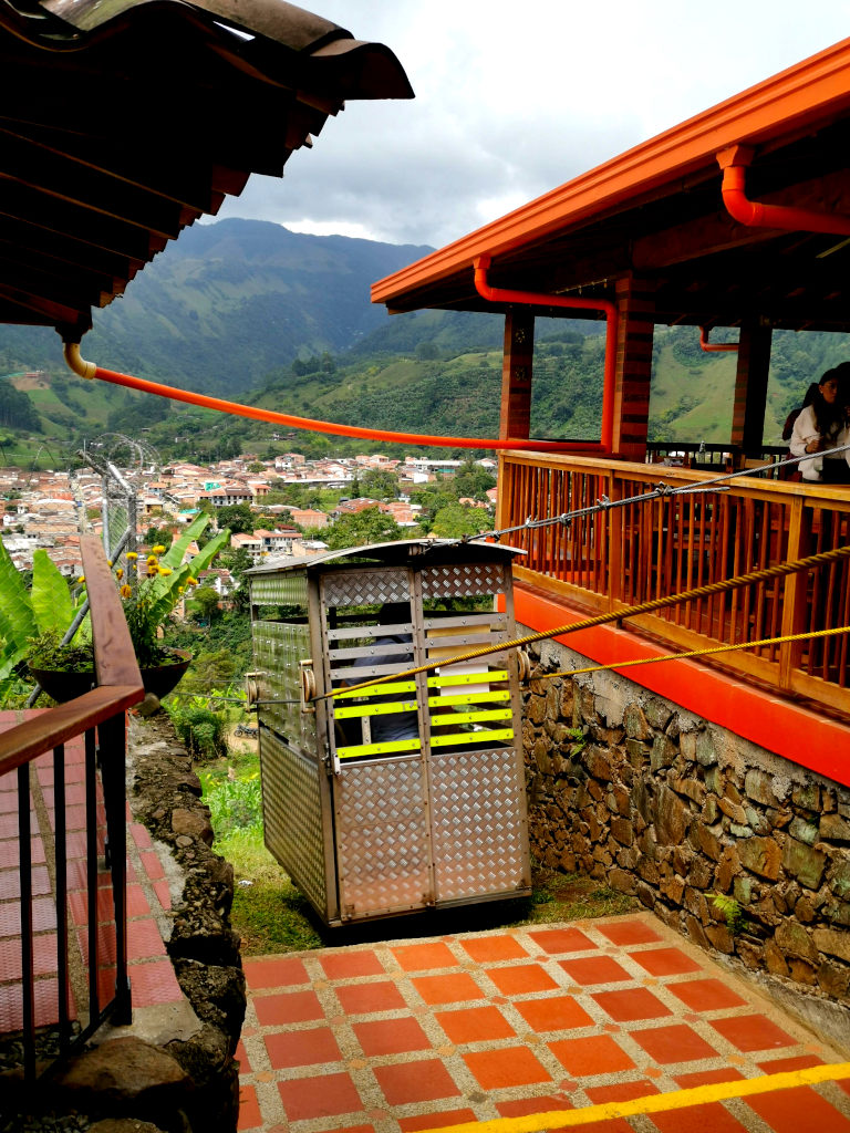 A small metal cable car box in Jardin Colombia