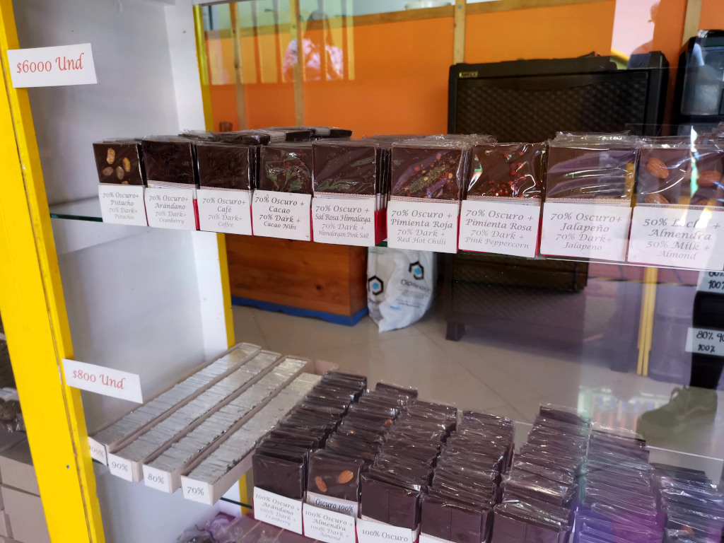 A selection of chocolates at a chocolate shop in Guatape