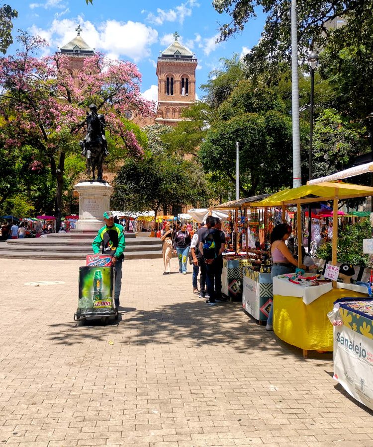 A market at Parque Bolivar one of the best free things to do in Medellin