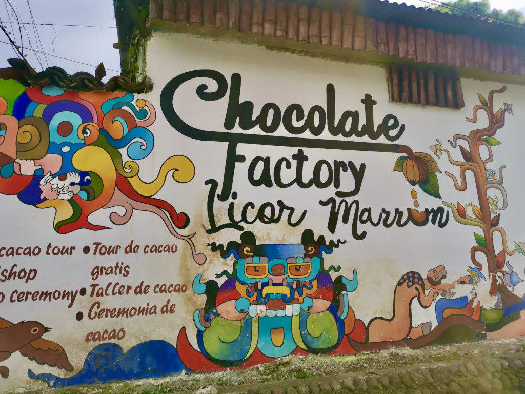 The exterior of a chocolate factory in San Juan La Laguna