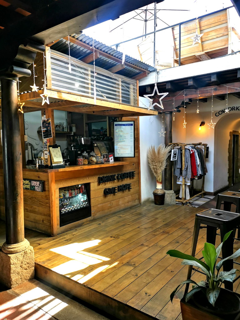 Interior of one of the best coffee shops in Antigua Guatemala