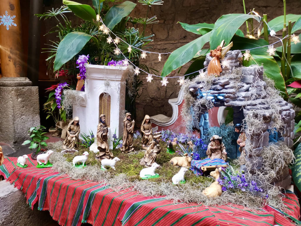 A nativity scene in cafe a common Guatemalan Christmas tradition