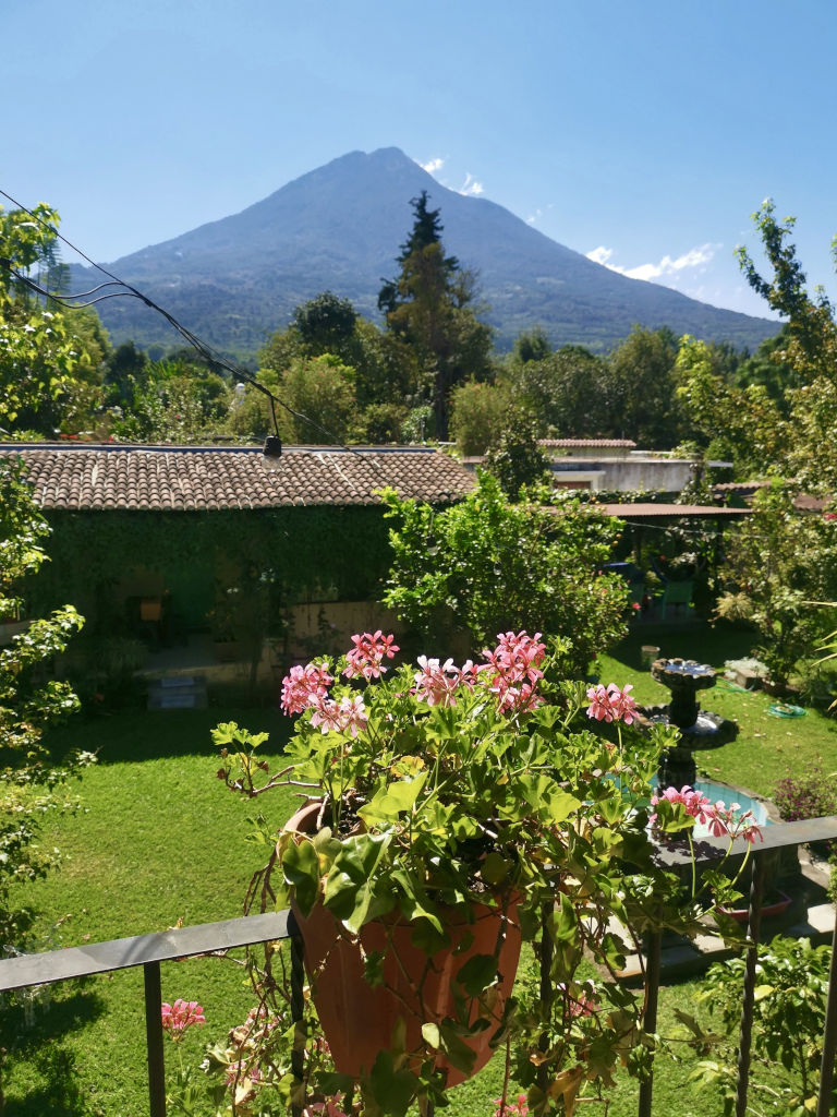 View towards Agua volcano from a balcony