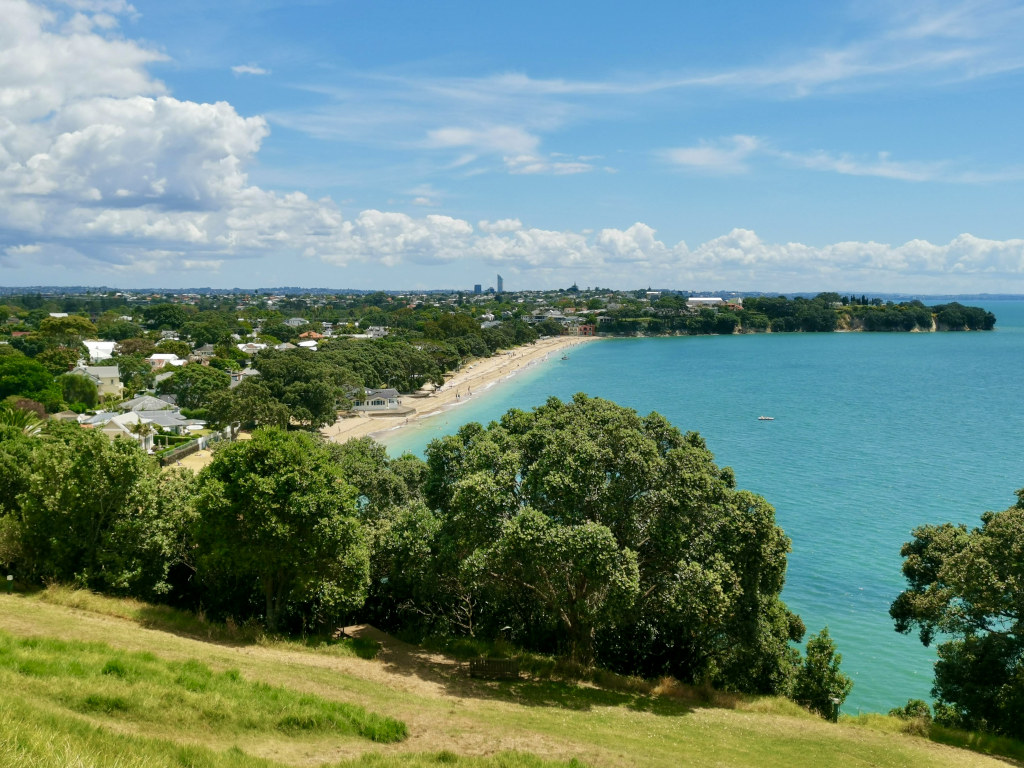 A view of Chltenham Beach from Northhead in Auckland New Zealand
