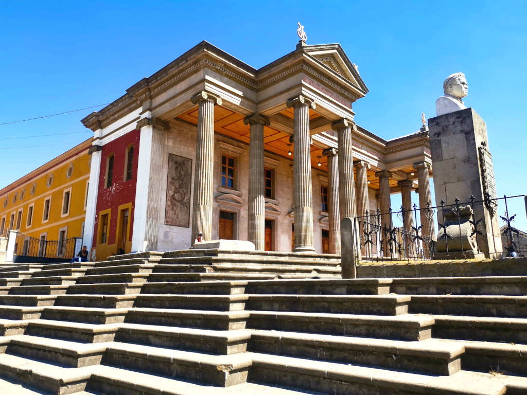 Quetzaltenango theater from the side with blue sky