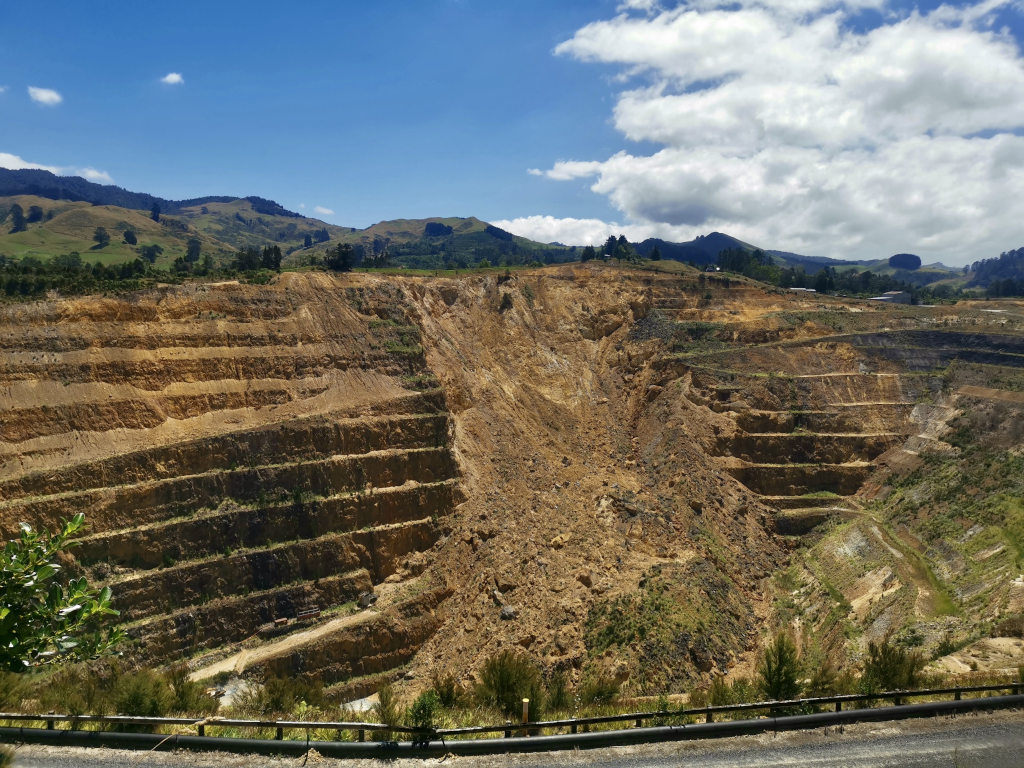 An open air gold mine near Waihi New Zealand