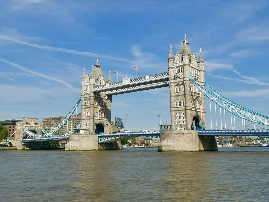 Tower bridge london on a day with blue skies and a little bit of cloud