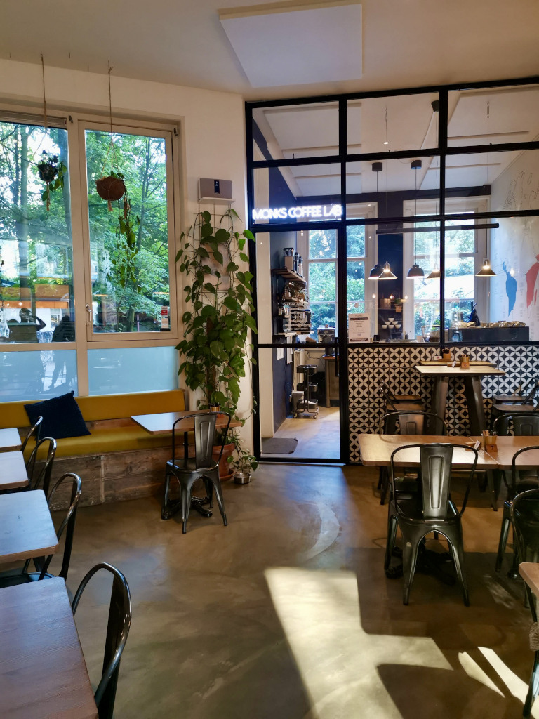 The seating area at monks coffee roasters cafe