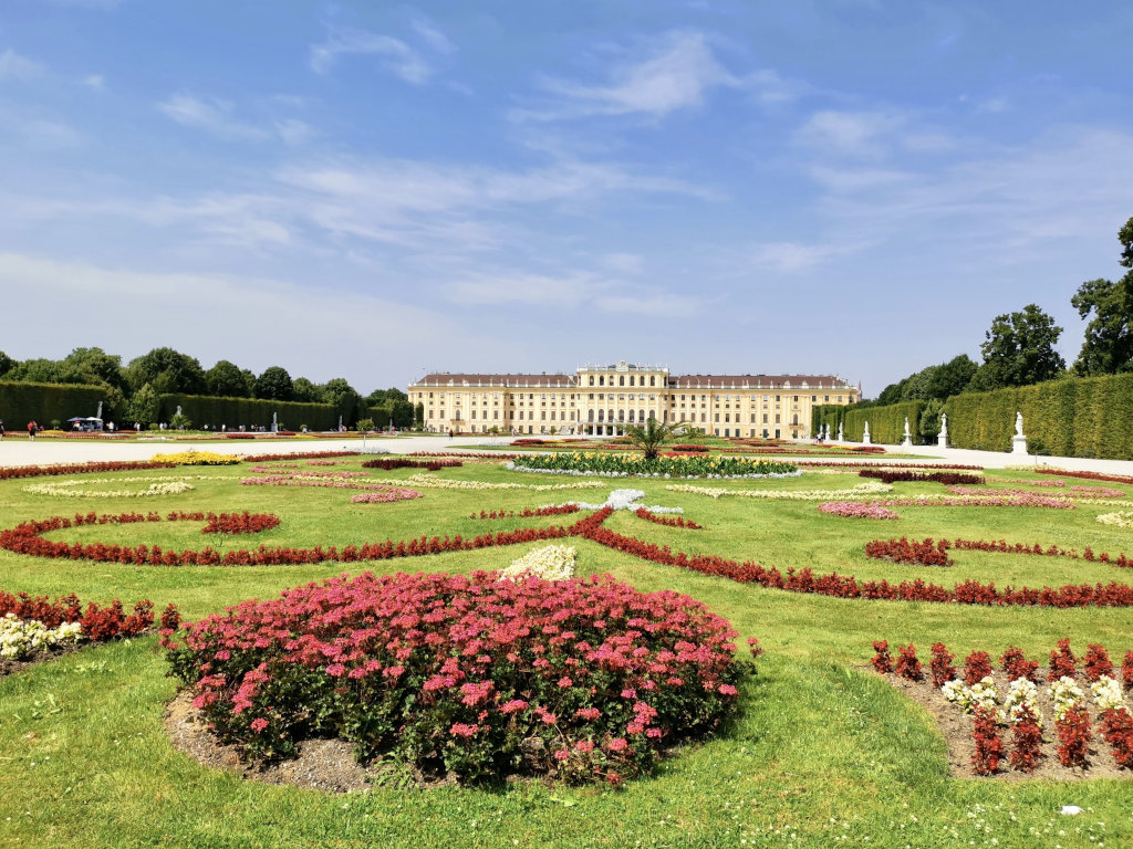 Colorful flowers in a garden at schloss schonbrunn one of the best places to visit for 2 days in vienna