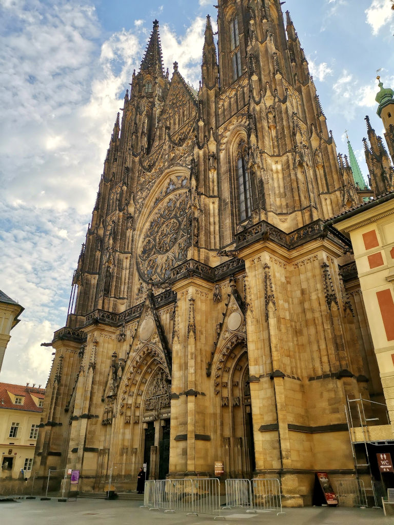 The front of the St Vitus Cathedral in Prague