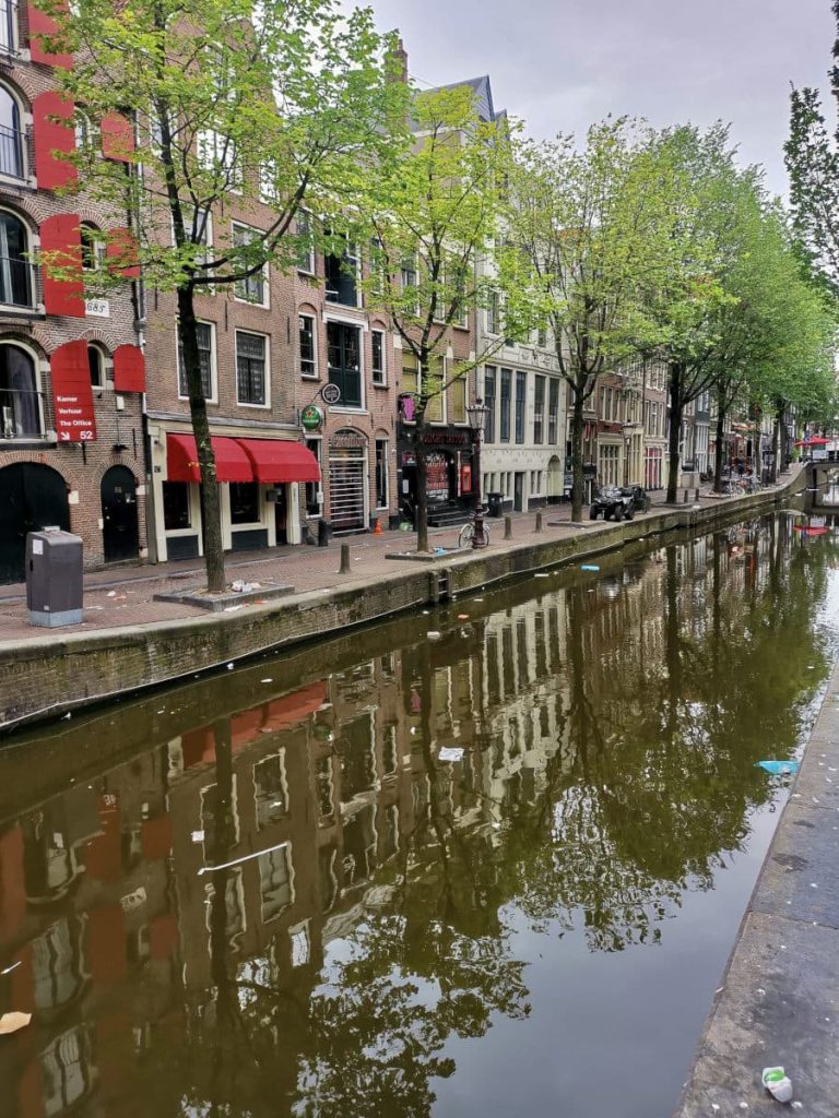 Trash in the canals of Amsterdam